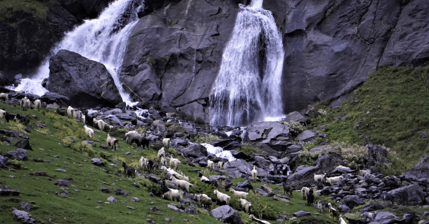 Chandratal Lake Trek Waterfall